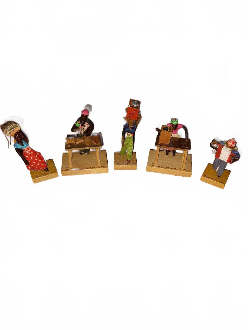 Vintage 1960s/70s Brazilian Chenille Folk Art Dioramas - Set of 5